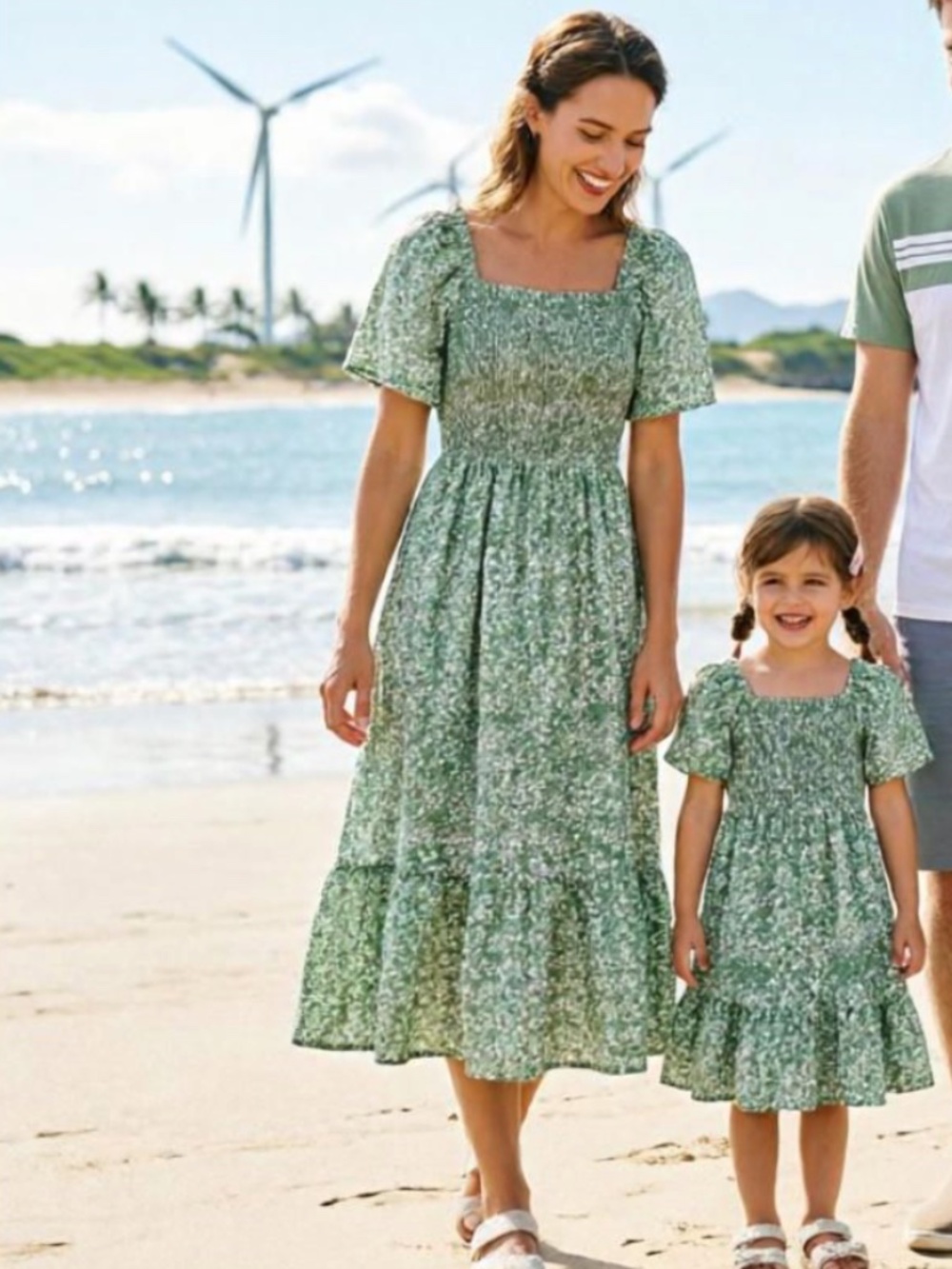 PATPAT Family Matching Sets Floral Smocking Casual Dresses, Women's size XL